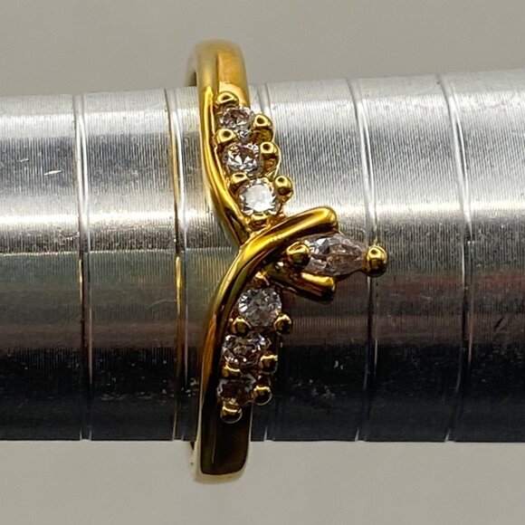 NWT NV Gold Tone 3 Pc Marquise CZ Bridal Ring Set Sz 10 Engagement Enhancers - Picture 8 of 11